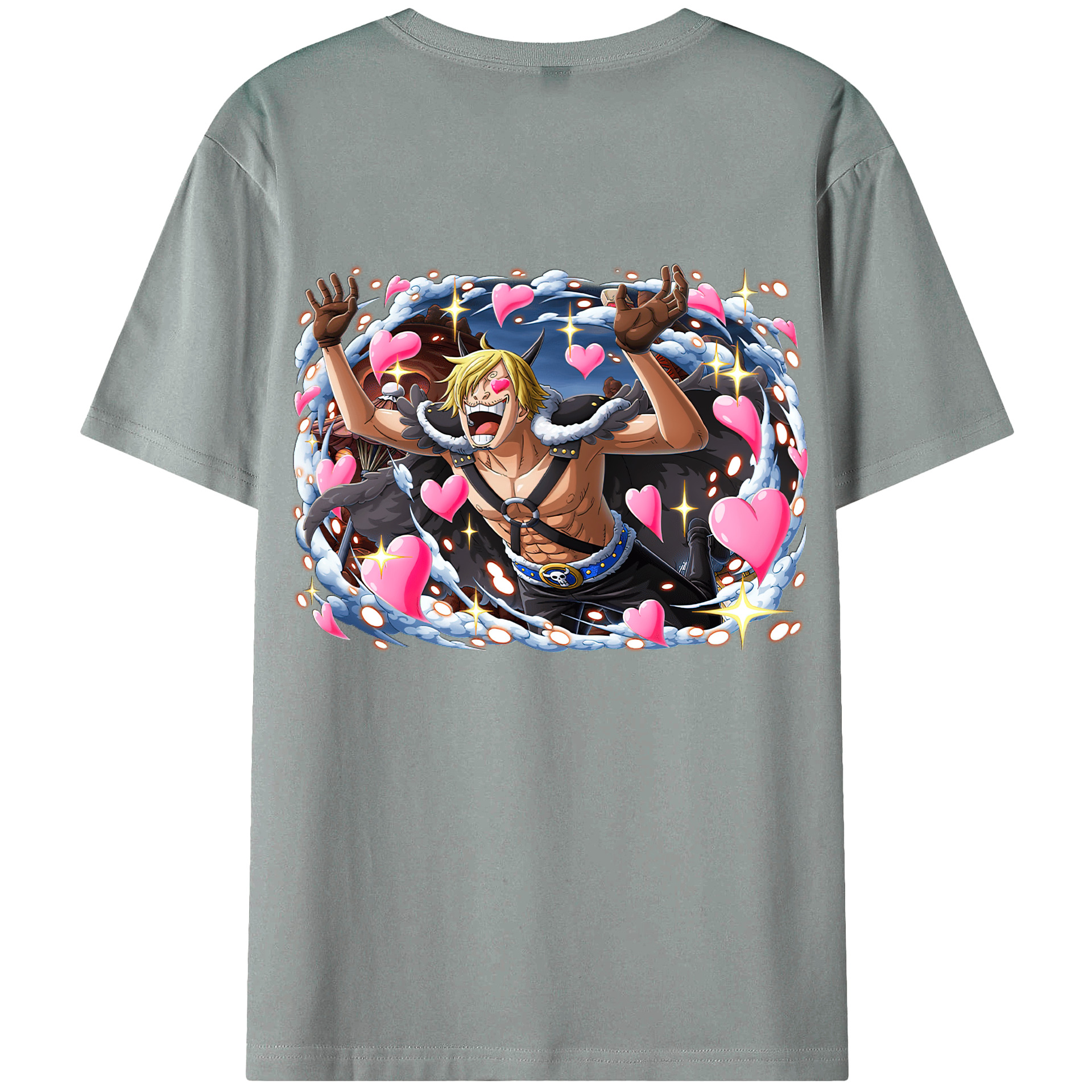 （画像用） ワンピース サンジ ONE PIECE Sanji 綿100％ メンズ半袖Tシャツ（バックプリント） 通気性